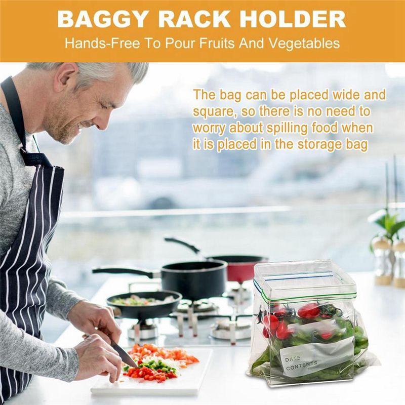 Food Storage Bag - スーパーセール ジッパー式バッグホルダー キッチン食品スナック密封保存袋 滑り止め収納サンドイッチバッグ ハンズフリースタンド 大容量
