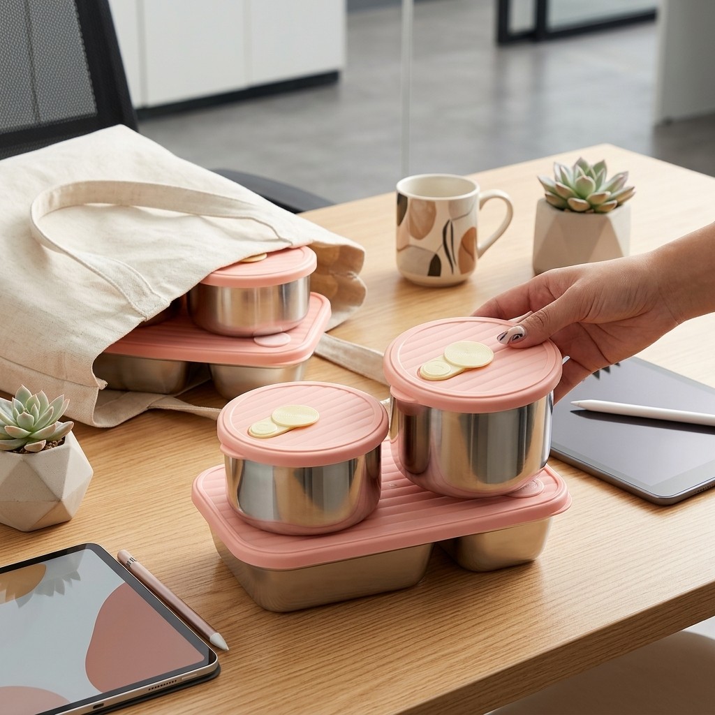 Food Storage Oven Safe - 電子レンジ対応 304ステンレス製ランチボックスセット 弁当箱 食事準備用食品保存容器 子供 大人