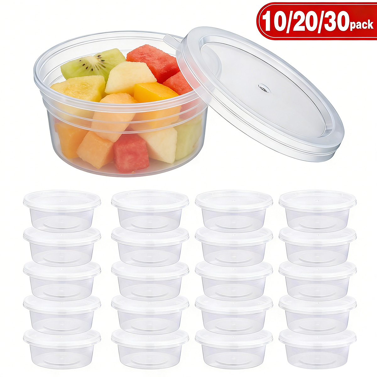 Food Storage Meals - 10/20/30個入り小型スライム容器（蓋付き）、調味料容器、食品保存用プラスチックポーションカップ