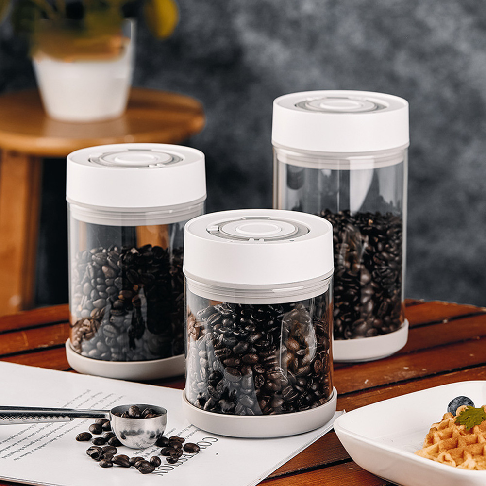 Food Storage Meals - キッチン防湿ガラスコーヒー豆ジャー自動インテリジェント真空保存密封ジャー食品フルーツシリアルティーコンテナ