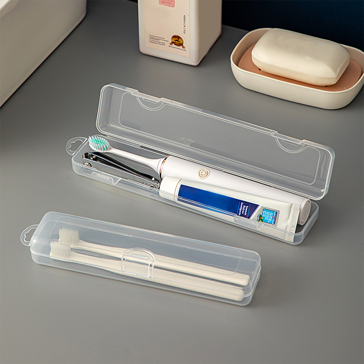 Food Storage With Dividers - WORTHBUY 歯ブラシ用のポータブルプラスチックオーガナイザー,歯ブラシホルダー,歯磨き粉ボックス,収納コンテナ