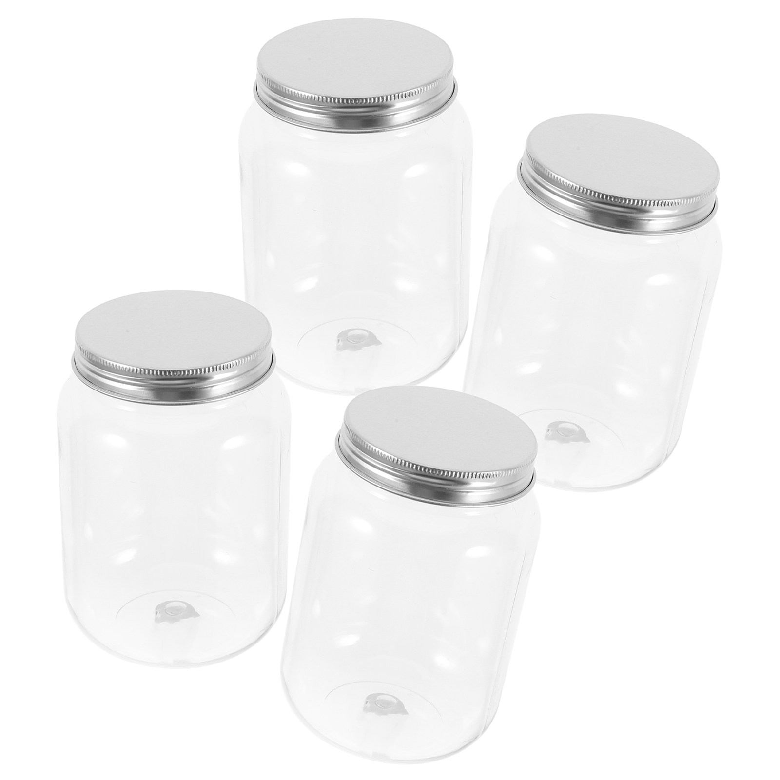 Food Storage Containers - 透明プラスチック製の密閉蓋付き保存容器4個セット。キッチンでのスナック、キャンディ、乾燥食品の整理に最適。