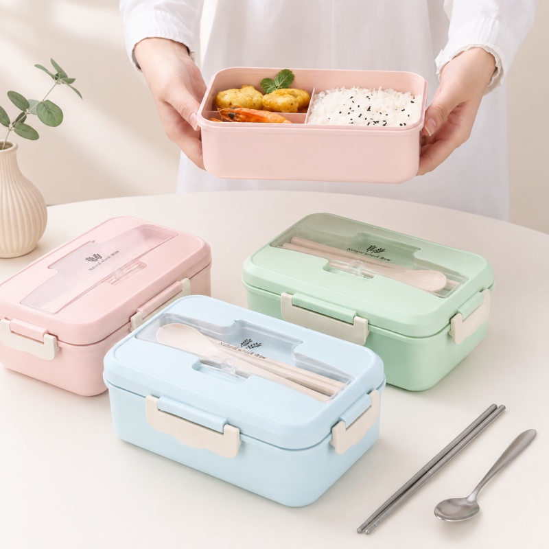Food Storage Oven Safe - 麦わら製ランチボックス、電子レンジ対応、携帯用弁当箱、食器付き、子供、学校、オフィス用食品保存容器