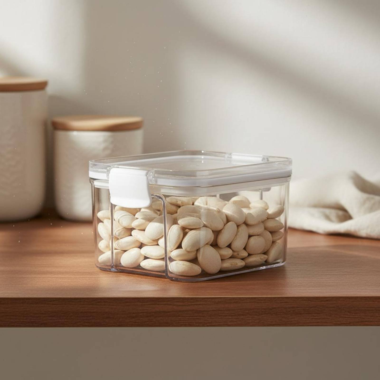 気密食品保存容器、防湿密閉穀物保存瓶、透明プラスチックキャニ - Food Storage Containers のレビューと価格