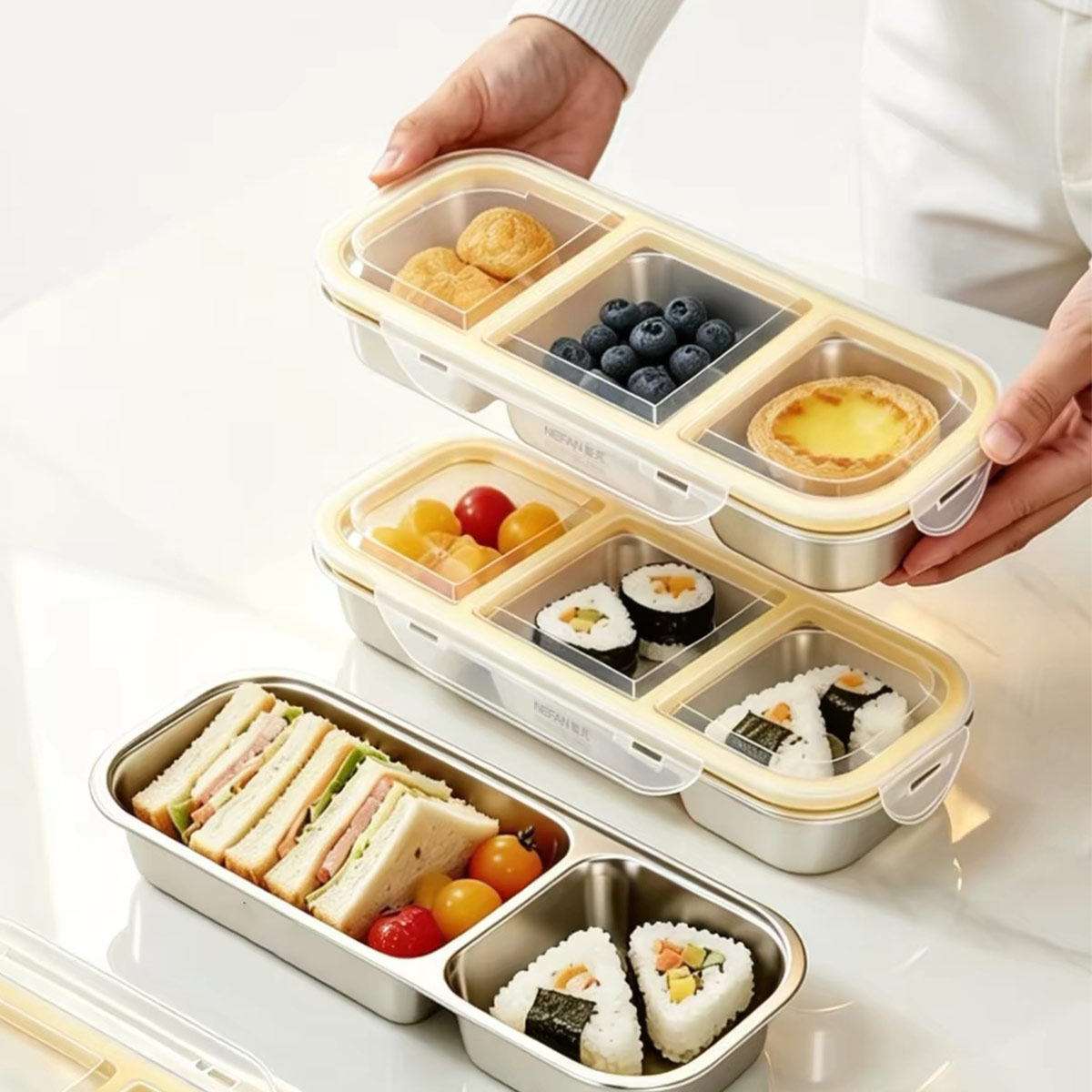ステンレス製の蓋付き食品保存容器、食品グレードの密閉ランチボ - Food Storage Oven Safe のレビューと価格