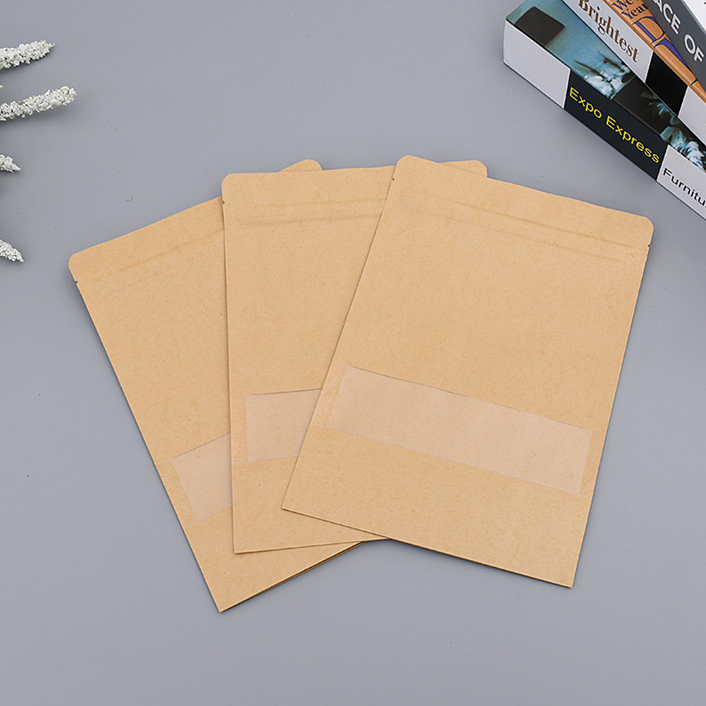 50枚入り、環境に配慮したクラフト紙製の自立式ジッパー付き袋 - Food Storage Bag のレビューと価格