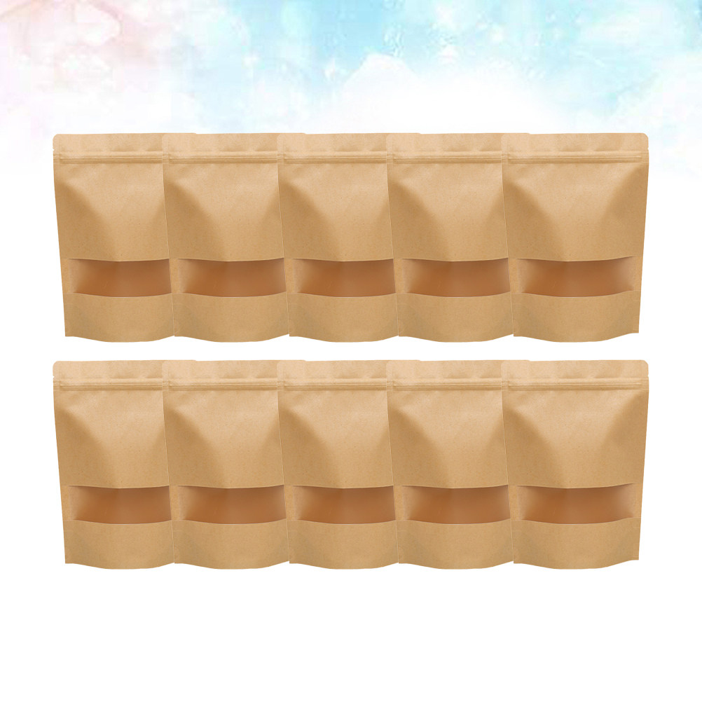 50枚入り、環境に配慮したクラフト紙製の自立式ジッパー付き袋 - Food Storage Bag のレビューと価格