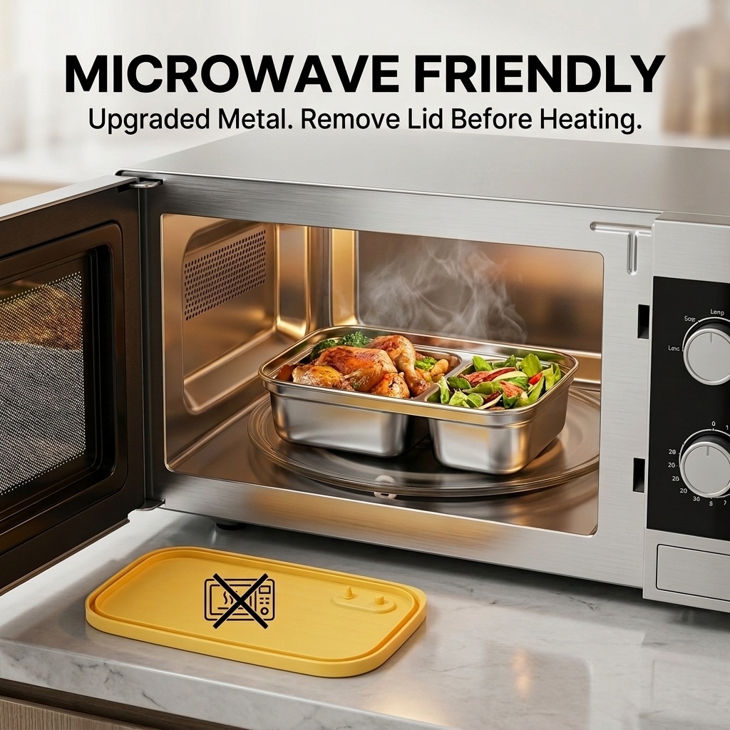 304ステンレス製弁当箱、電子レンジ対応ランチボックスセット - Food Storage Oven Safe のレビューと価格