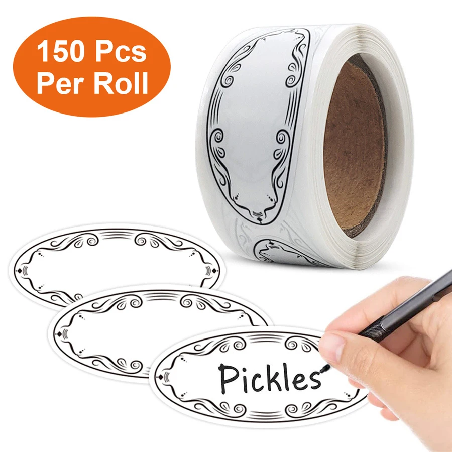 150個入り、1インチ×2.25インチの楕円形缶詰用ラベル。 - Food Storage Labels のレビューと価格