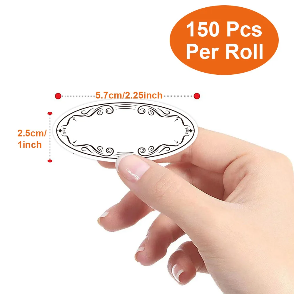150個入り、1インチ×2.25インチの楕円形缶詰用ラベル。 - Food Storage Labels のレビューと価格