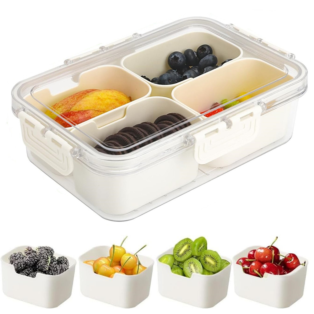 ポータブル食品保存箱、スナック収納ボックス、蓋付き4つのコン - Food Storage Oven Safe のレビューと価格