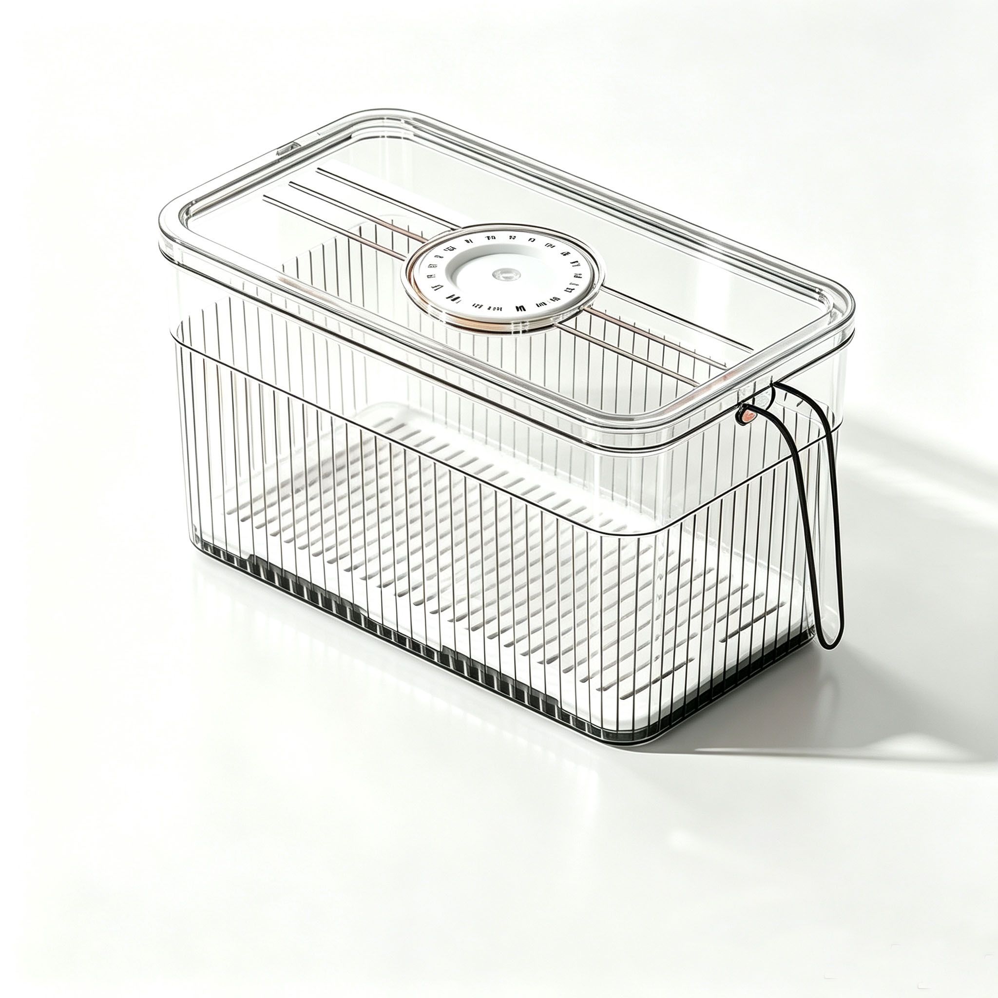 タイマー付き蓋と排水トレイ付き冷蔵庫収納ボックス、ハンドル付 - Food Storage With Dividers のレビューと価格