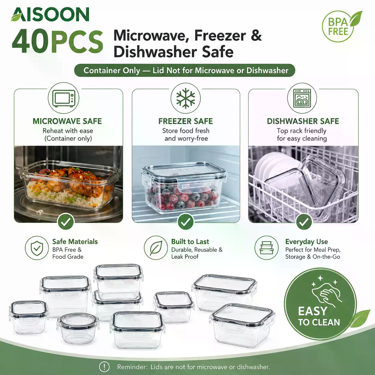 40個入り特大85オンスシリコン製密閉食品保存容器セット（容 - Food Storage Labels のレビューと価格