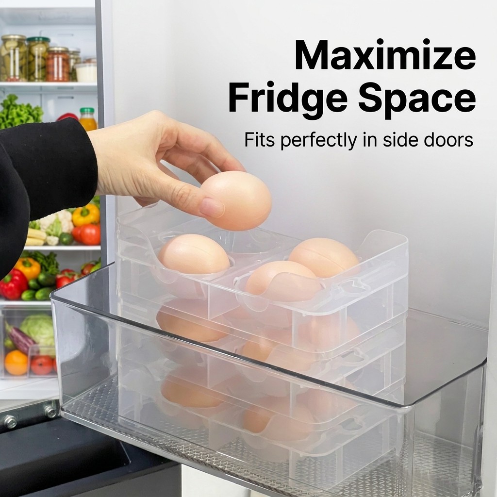 積み重ね可能な卵ホルダー 冷蔵庫オーガナイザー 透明卵収納ボ - Food Storage With Dividers のレビューと価格