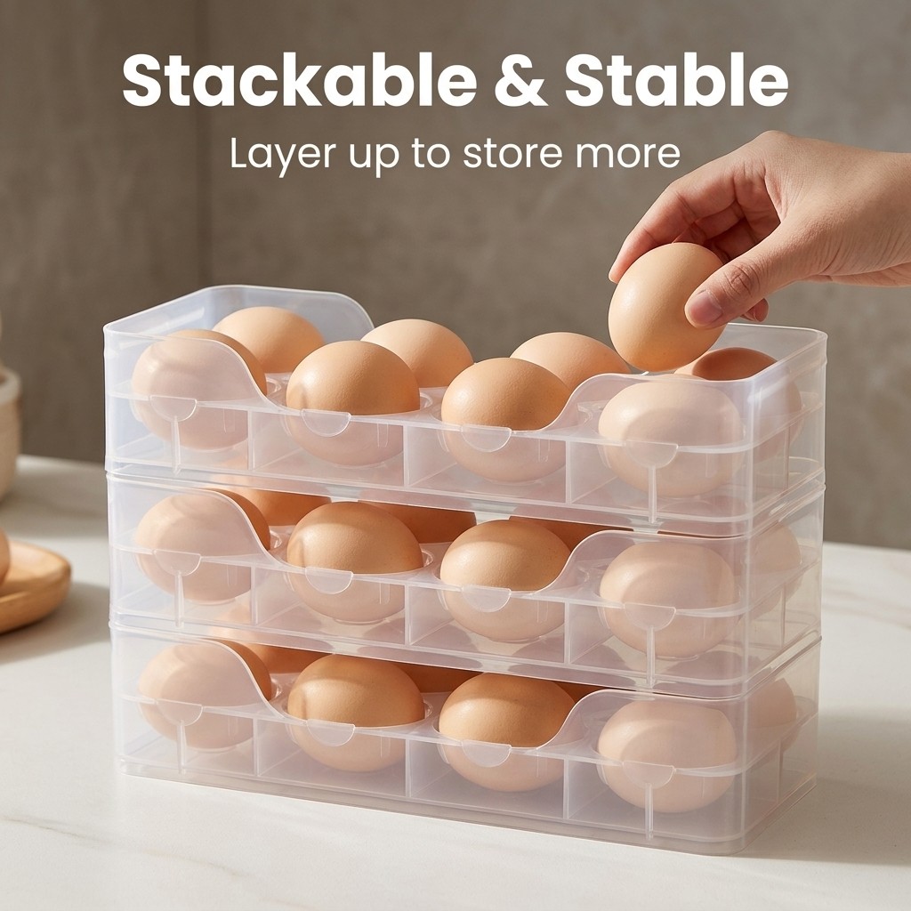 積み重ね可能な卵ホルダー 冷蔵庫オーガナイザー 透明卵収納ボ - Food Storage With Dividers のレビューと価格
