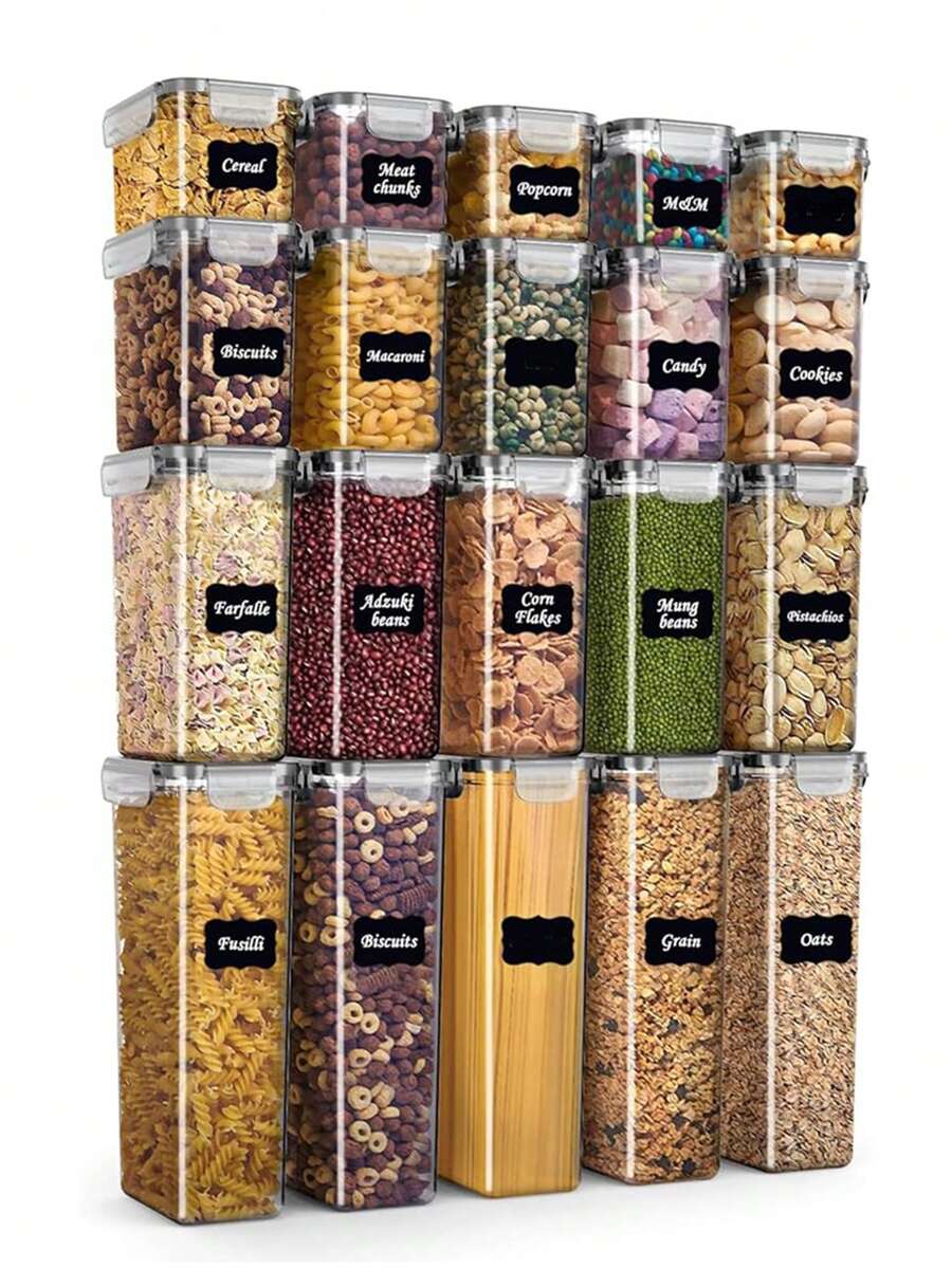 密閉式の食品保存容器24個入りセット（蓋付き）- キッチンの - Food Storage Labels のレビューと価格