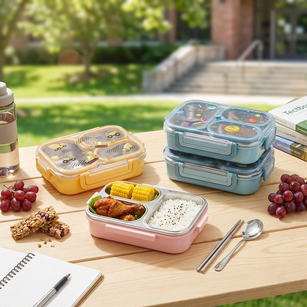 900MLのかわいい304ステンレス製仕切り付き弁当箱、子供 - Food Storage Oven Safe のレビューと価格