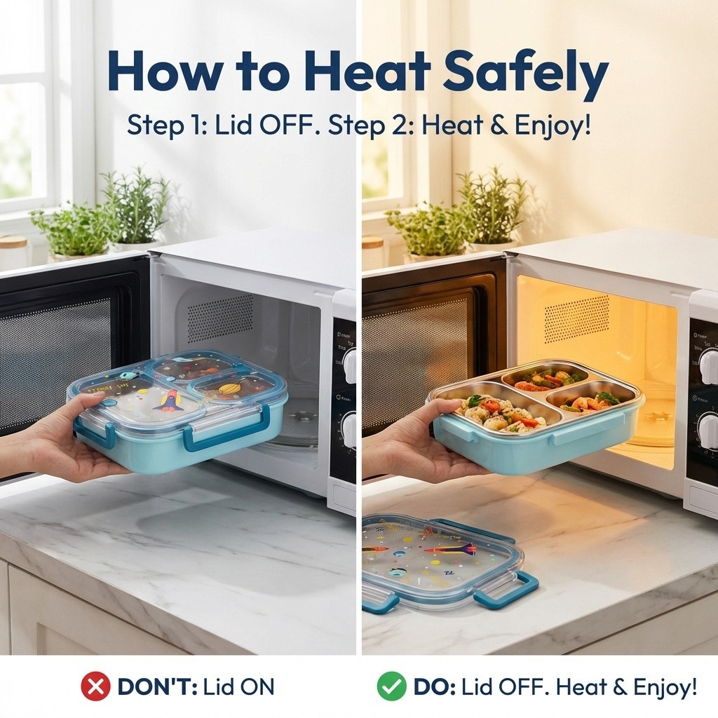 900MLのかわいい304ステンレス製仕切り付き弁当箱、子供 - Food Storage Oven Safe のレビューと価格
