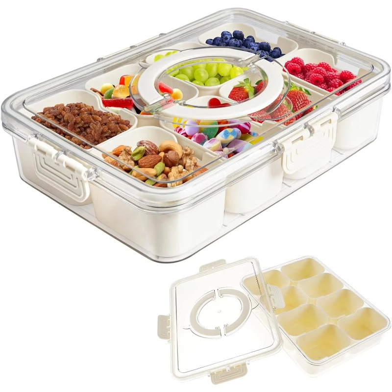 キッチン用プラスチック製PET素材の仕切り付きトレイボックス - Food Storage With Dividers のレビューと価格