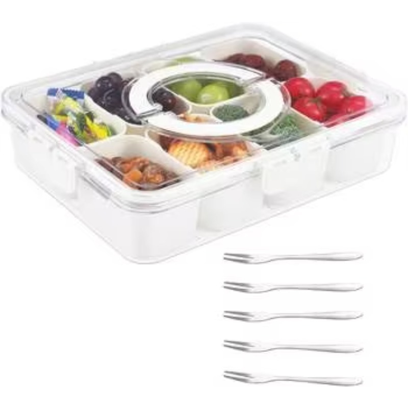 キッチン用プラスチック製PET素材の仕切り付きトレイボックス - Food Storage With Dividers のレビューと価格