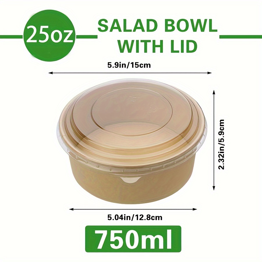 25オンス/750ml 25/50個入り 蓋付き紙ボウル、使 - Food Storage Meals のレビューと価格