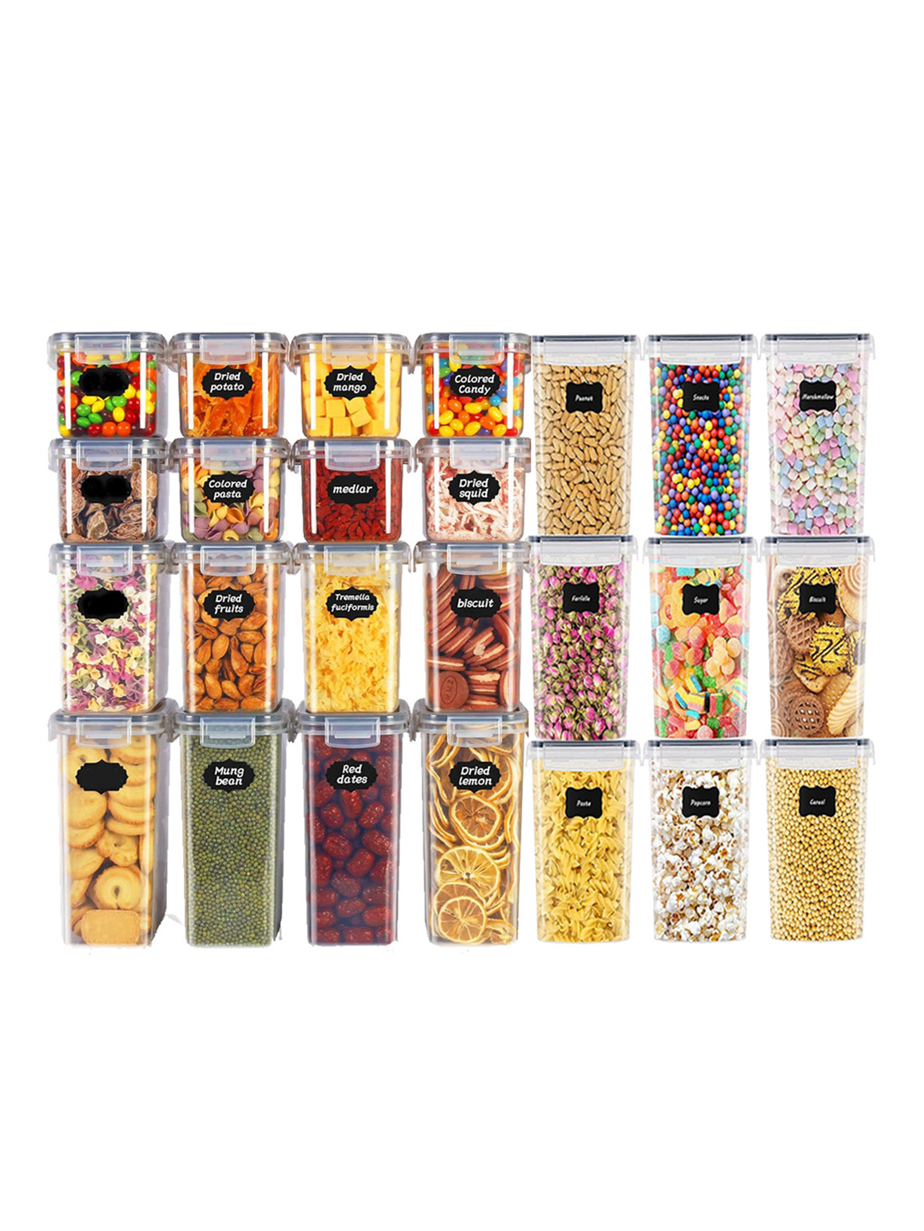 48個入り、蓋付き密封食品保存容器、プラスチック製キッチンパ - Food Storage Labels のレビューと価格